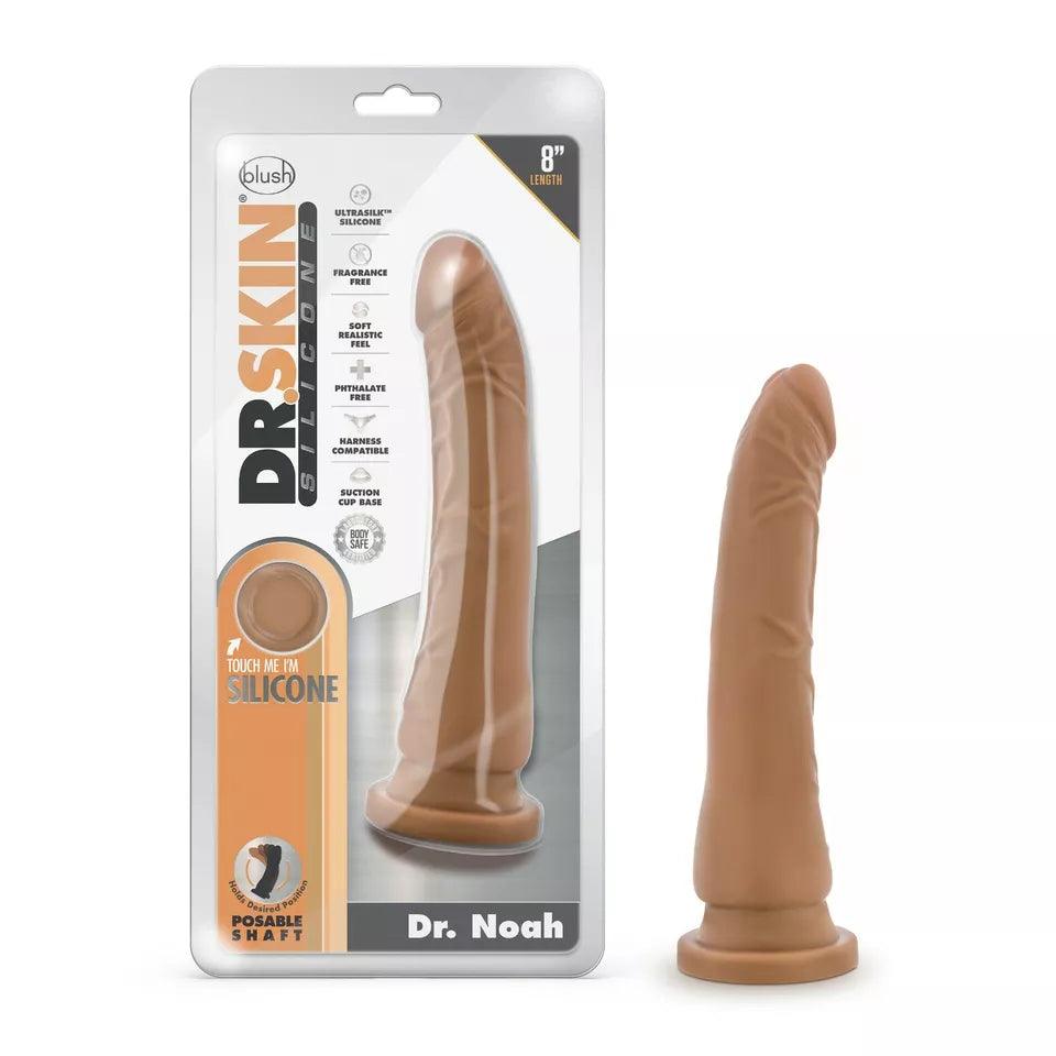 icy-touch-dildo-Blush Dr. Skin Platinum Collection Dr. Noah Silicone Dildo with Suction Cup 8in