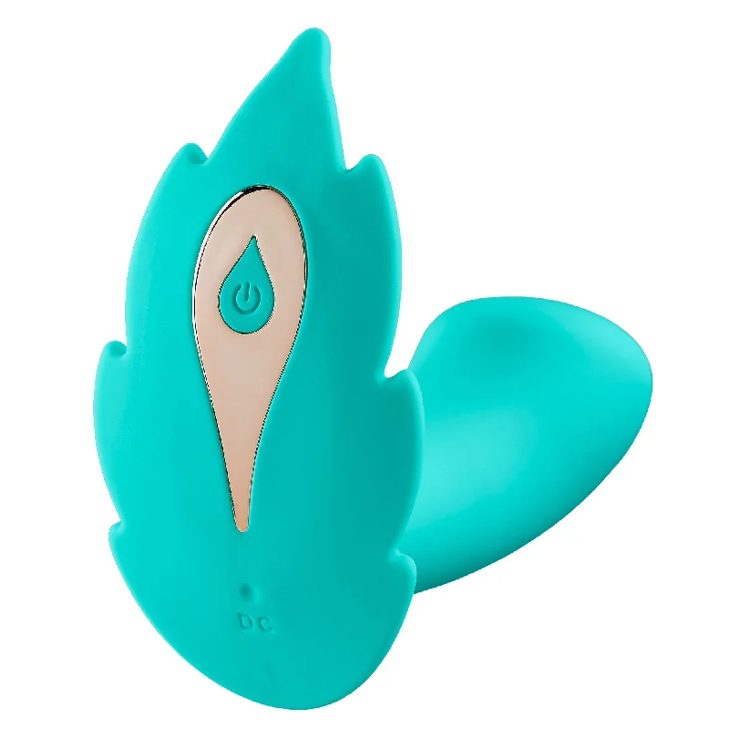 Vibrator preset modes-Partner Panty Leaf Vibrator With Remote Control -  Teal