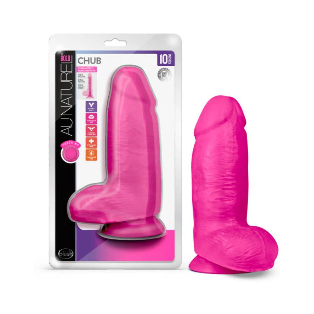 rock-solid-dildo-Blush Au Naturel Bold Chub 10 in. Posable Dual Density Dildo with Balls & Suction Cup