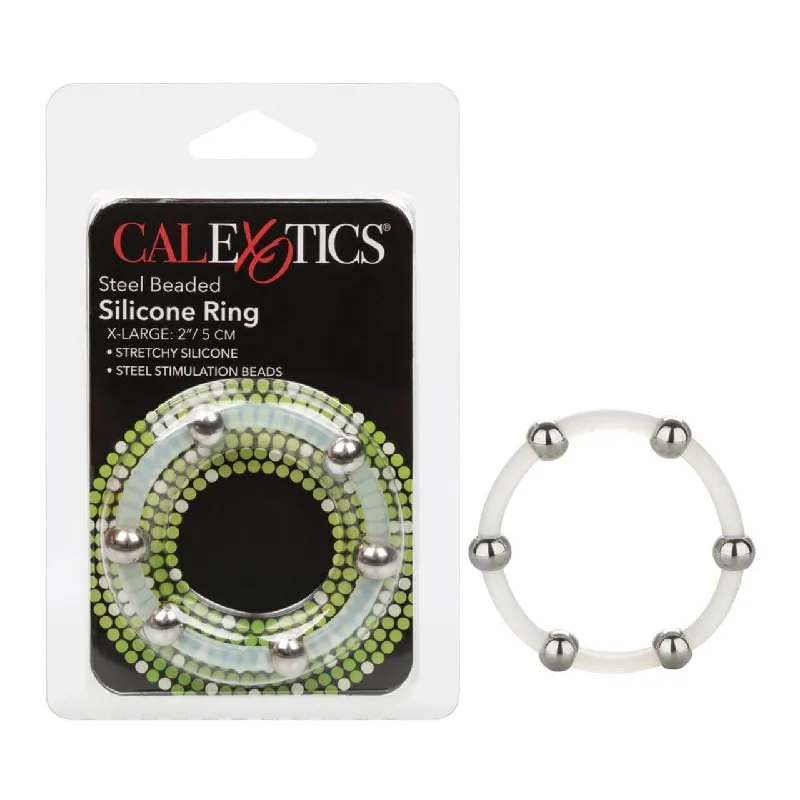 cock ring revival-CalExotics Steel Beaded Silicone Cock Ring 2 inch X-Large