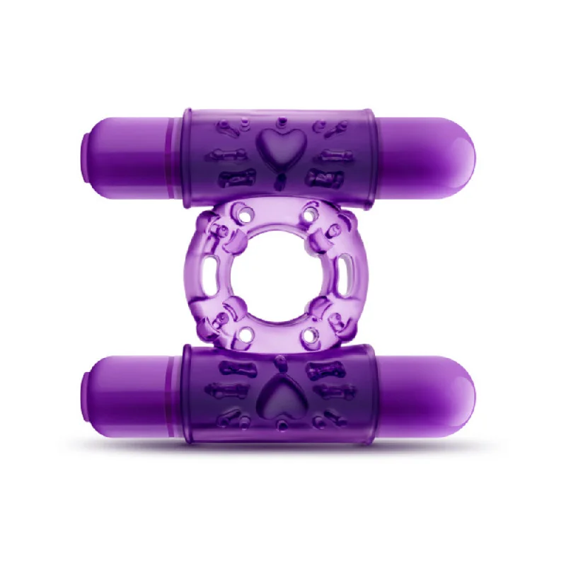 cock ring slow clap-Blush Play With Me Double Play Dual Vibrating Cockring - Purple