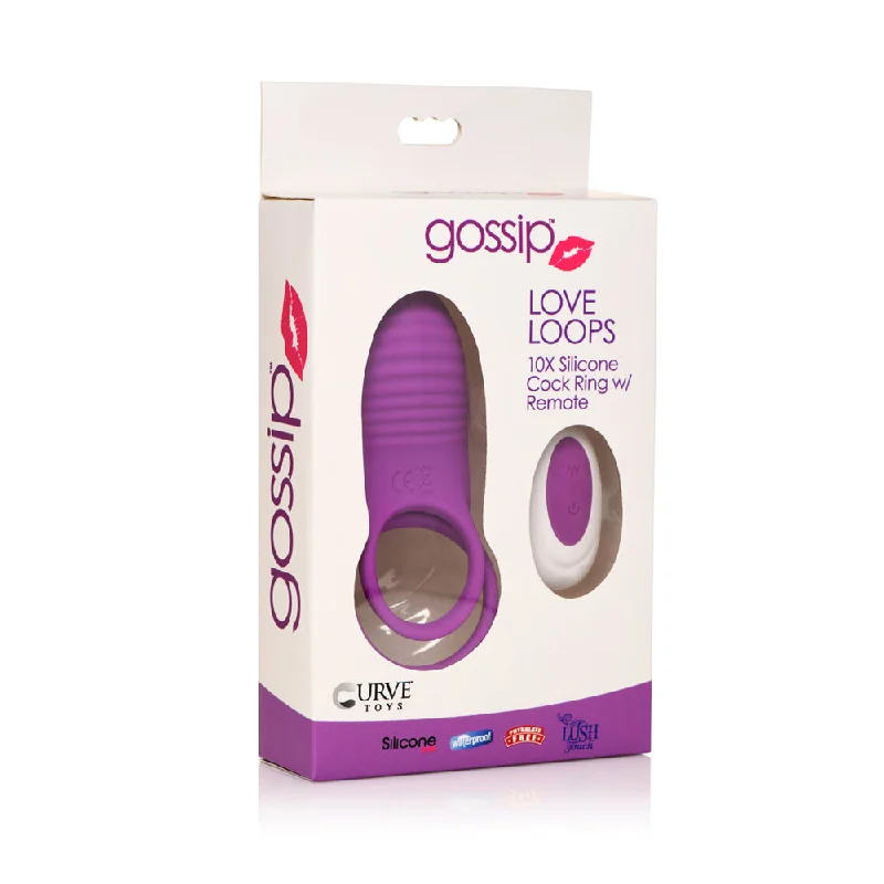 cock ring try before buy-Gossip Love Loops 10X Silicone Cock Ring W/ Remote Violet