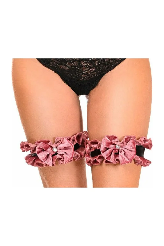 Flexible air toys-Kitten Collection Dusty Rose Velvet Leg Garters (Set of 2)