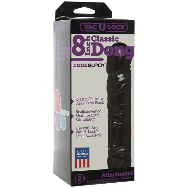 BDSM toy restraint suggestions-Vac-u-lock Code Black 8" Classic Dong