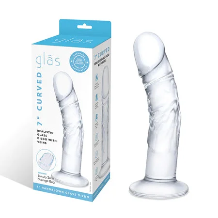 folk-dildo-Curved Realistic Glass Dildo with Veins 7 inch