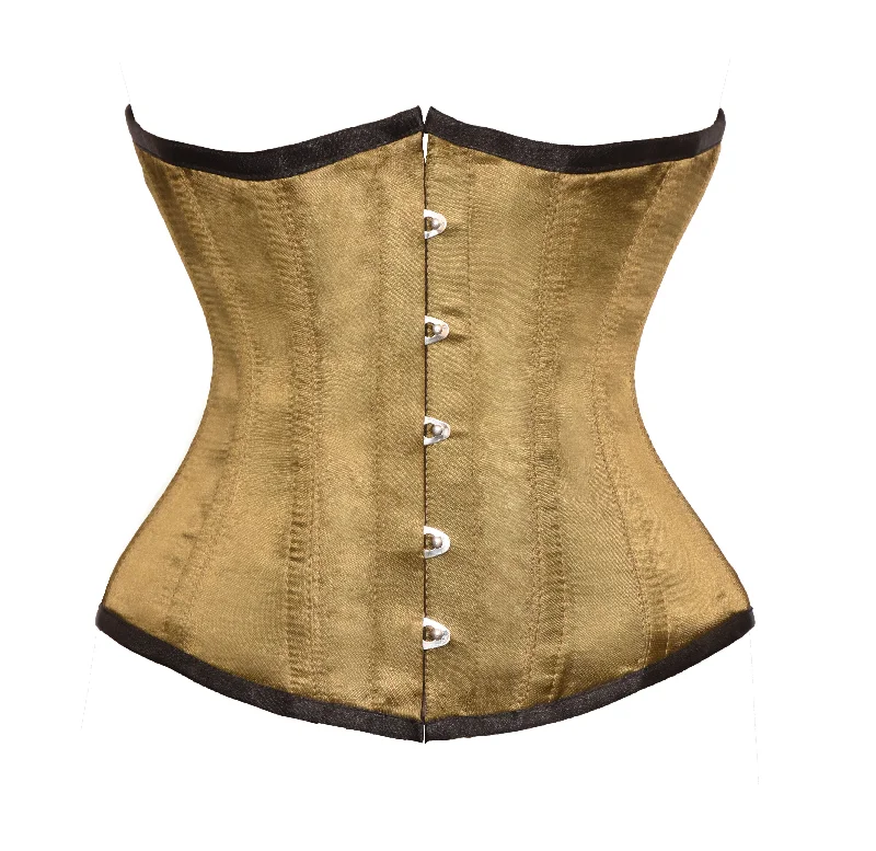 Corset for retro charm-Olive Green Satin Gothic Underbust Corset Burlesque Costume