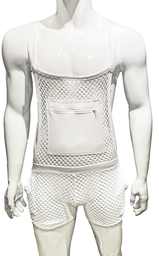 Vibrators for tight pleasure-Fishnet Overalls - White