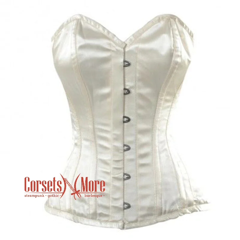 Corset in pale gold-Ivory Satin Gothic Overbust Bustier Corset