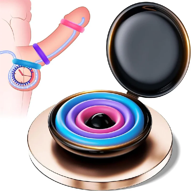 cock ring love hate-3 Pcs Different Sizes Multi-Coloured Silicone Penis Ring with Storage Box