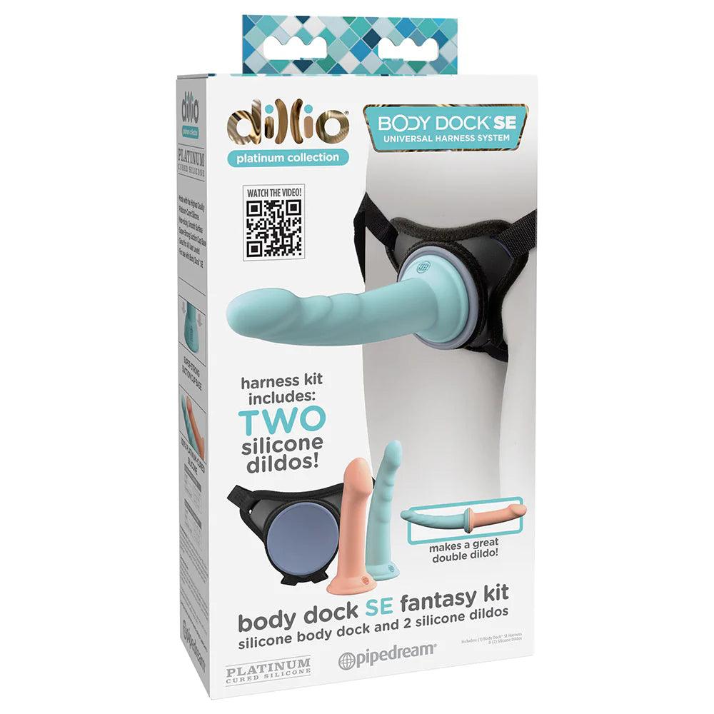 drip-proof-dildo-Pipedream Dillio Platinum Body Dock SE Fantasy Kit with 6 & 7 in. Silicone Dildos