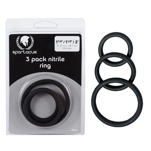 cock ring duo dynamic-Spartacus Nitrile Cock Ring Set Pack of 3 Black