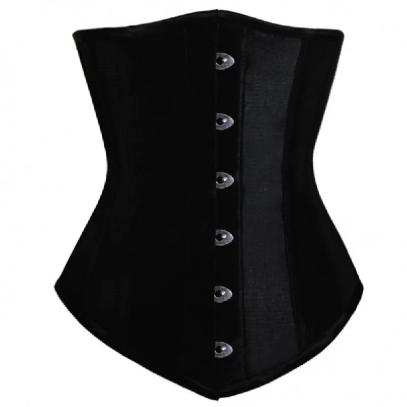 Corset top with tie-back-Plus Size Black Satin Gothic LONG Underbust Corset Waist Training Burlesque Costume