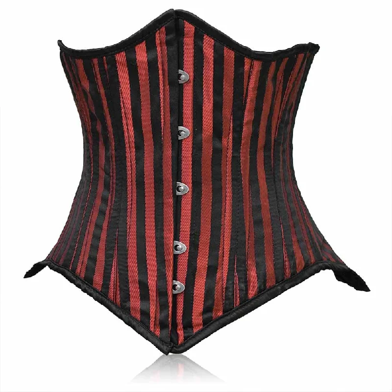 Corset with lace straps-Red black corset - Lacing Under bust Corset