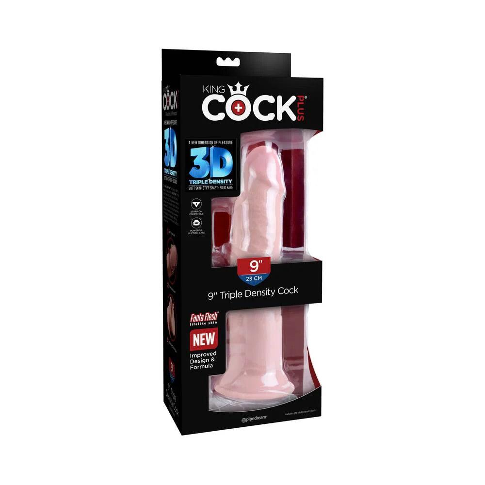 wave-pulse-dildo-Pipedream King Cock Plus 9 in. Triple Density Cock Realistic Dildo With Suction Cup