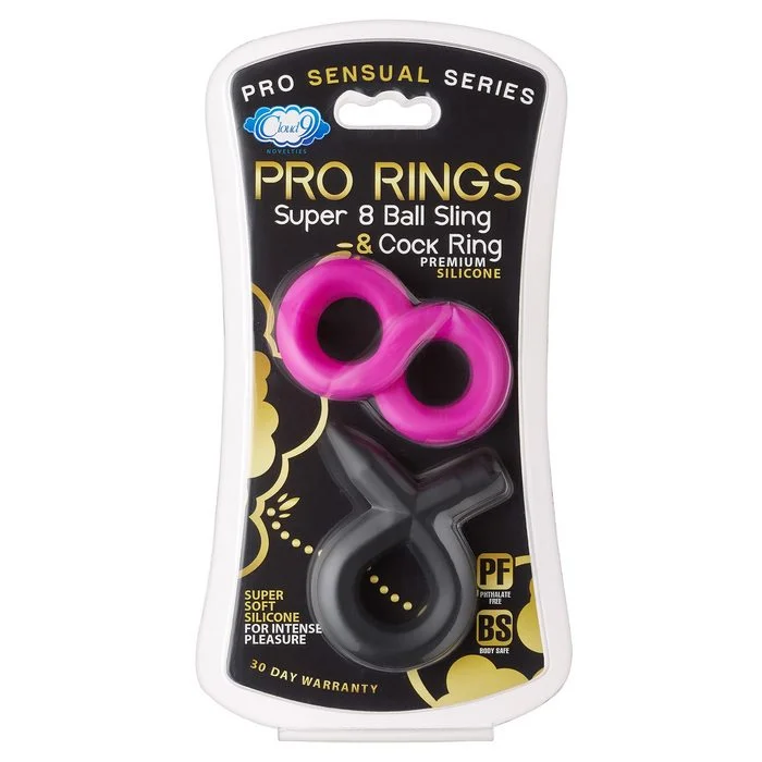 cock ring convention-PRO SENSUAL SILICONE SUPER 8 RING & TIE SLING 2 PACK