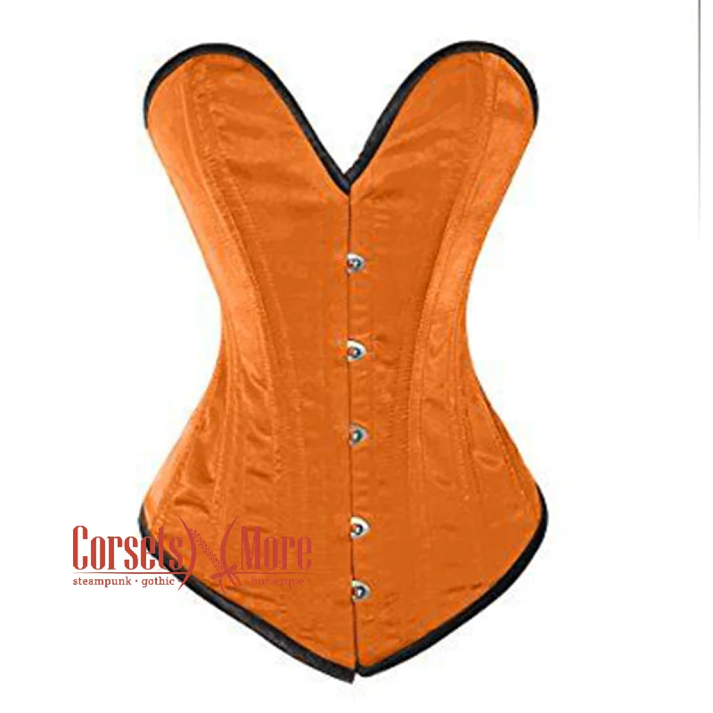 Corset for graceful charm-Orange Satin Long Double Bone Gothic Overbust Bustier Corset