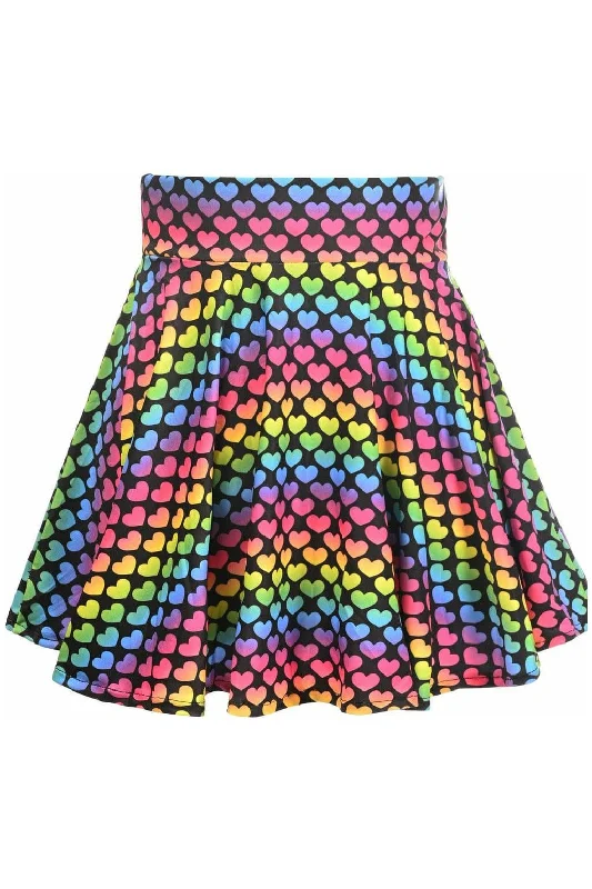 Silicone toys with waves-Rainbow Hearts Stretch Lycra Skirt