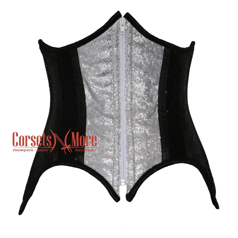 Corset dress in rich taupe-Plus Size Black And Silver Sequins Burlesque Costume Underbust Corset  Bustier Top