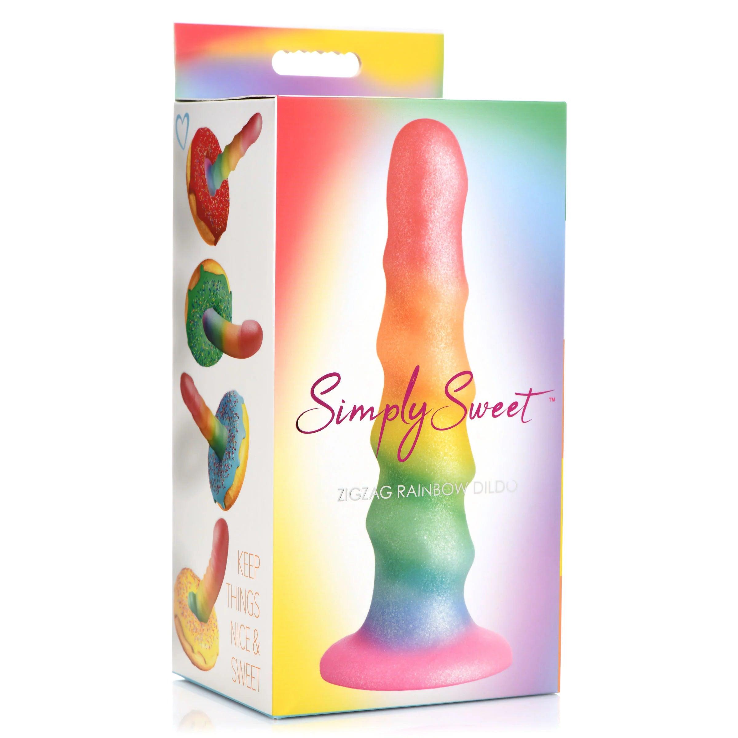 monumental-dildo-Simply Sweet Zigzag Silicone Rainbow Dildo