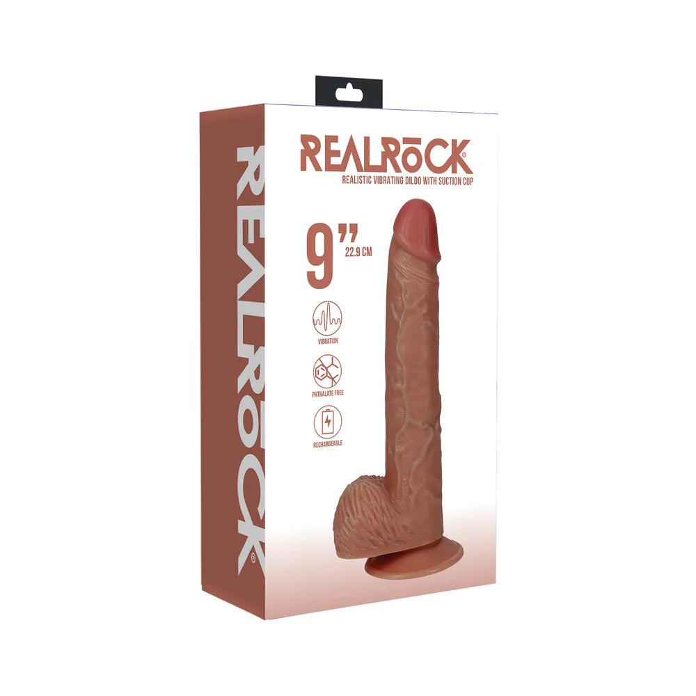 rainproof-dildo-RealRock 9 in. Vibrating Cock with Balls Regular Straight