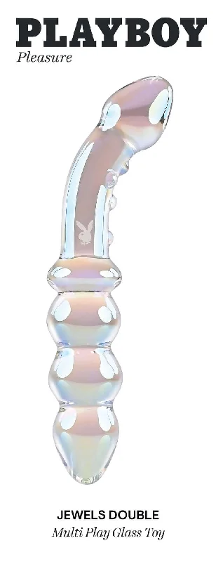 Low-price BDSM toy whips-Playboy Jewel Double Multi-Play Glass Sex Toy - Borosilicate Glass Pleasure