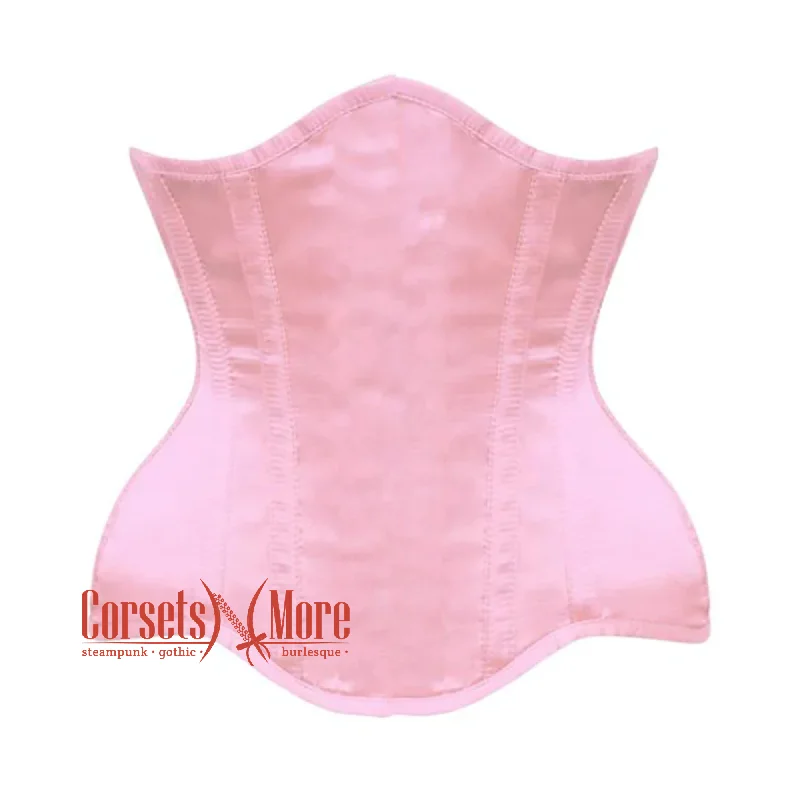 Corset in light gold-Plus size Baby Pink Satin Burlesque Gothic Front Closed Waist Training Underbust Corset