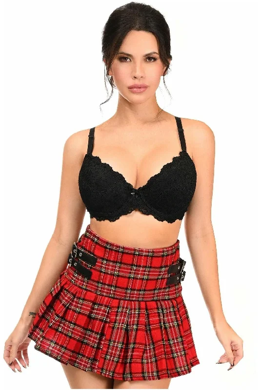 Long-life prostate toys-Red Plaid Pleated Skirt w/Buckles