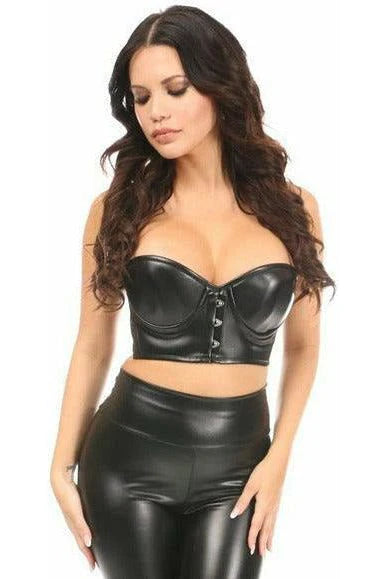 Rechargeable pulse beads-Lavish Faux Leather Cropped Bustier Queen