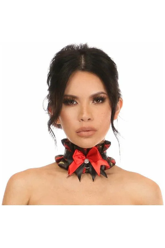 Bluetooth-controlled dildos-Kitten Collection Red Roses Satin Choker