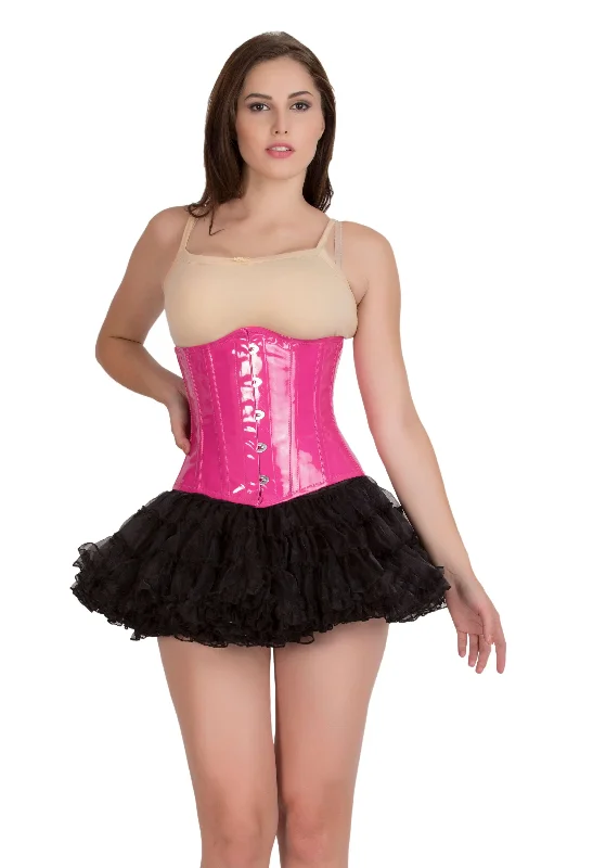 Corset in muted silver-Pink PVC Leather Gothic Burlesque Waist Training Bustier Underbust Corset Top