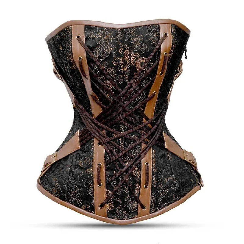 Corset top in deep teal-Plus size brown corset - Over Bust  Steampunk Corset