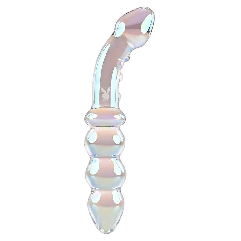 arched-dildo-Playboy Jewels Iridescent Glass Double-Ended Dildo