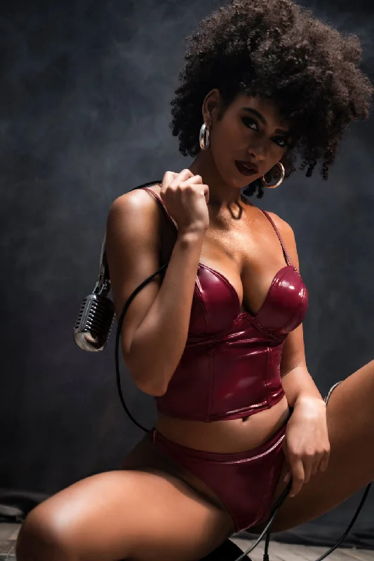 Sex toys with mild air-Provocative Rebel Vinyl Bustier Set