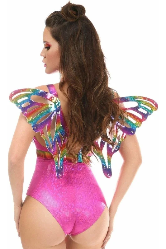 Sex toys for duo intimacy-Rainbow Glitter PVC Large Butterfly Wing Body Harness