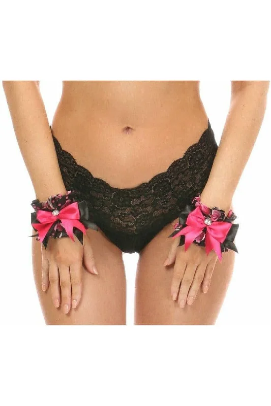 Sex toys with mild tips-Kitten Collection Pink Floral Satin Wristlets (Set of 2)