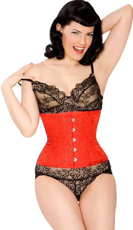 Corset in dark bronze-Playgirl Eve Steel Boned Red Brocade Cincher Corset