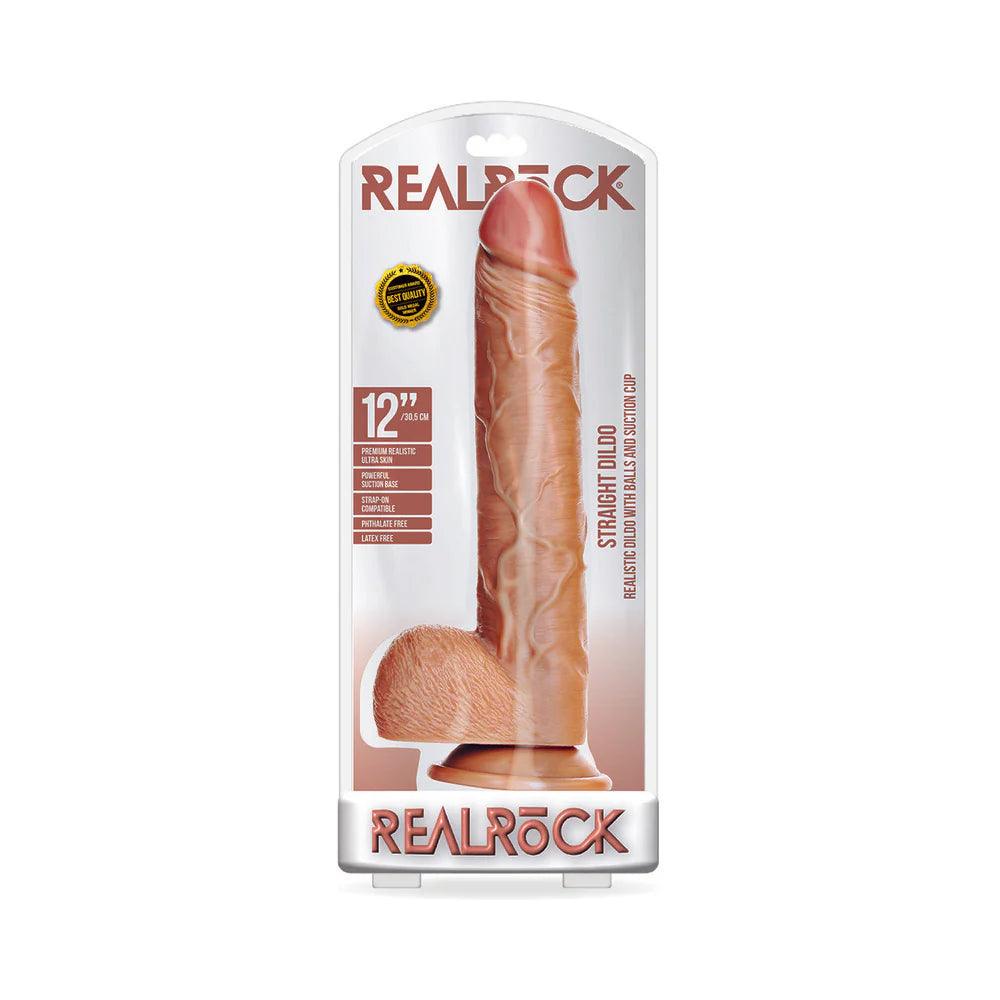 frost-reactive-dildo-Shots RealRock Straight Realistic Dildo with Balls and Suction Cup 12in