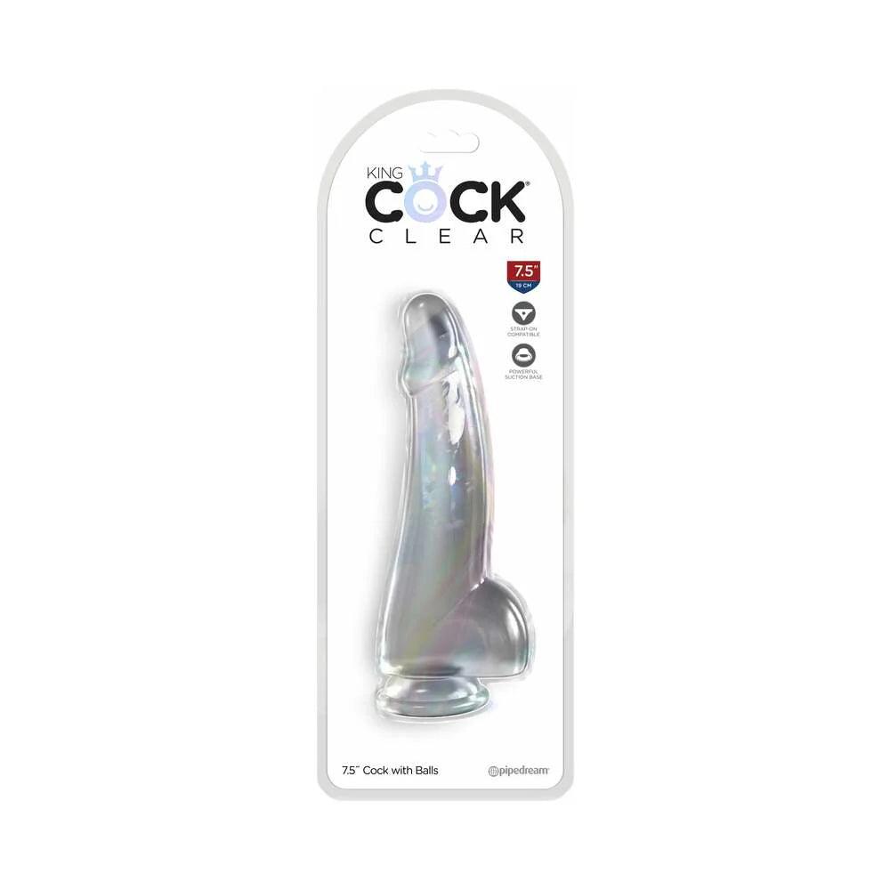 engraved-dildo-Pipedream King Cock Clear with Balls 7.5in Clear