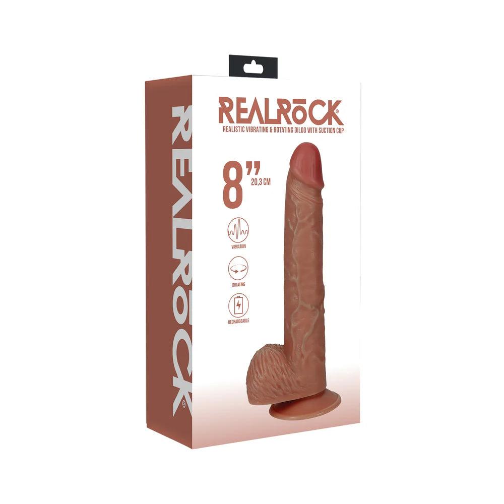 split-end-dildo-RealRock 8 in. Vibrating and Rotating Cock with Balls Regular Straight