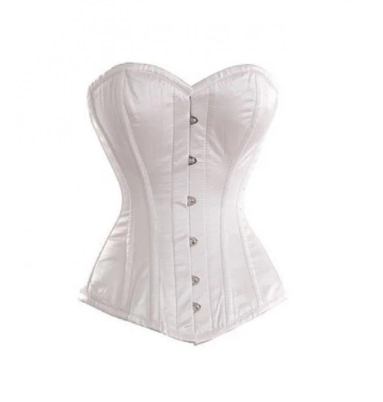 Corset for refined glamour-White Satin Gothic Overbust Corset Waist Training Top Only