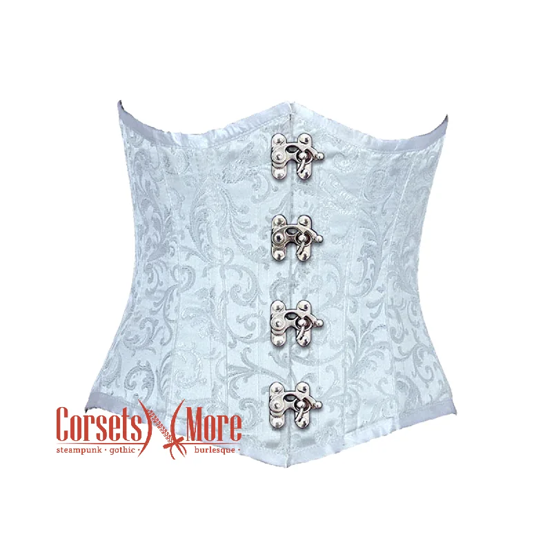 Corset for modern lines-Turquoise Brocade Gothic Burlesque Waist Training Underbust Corset Bustier Top