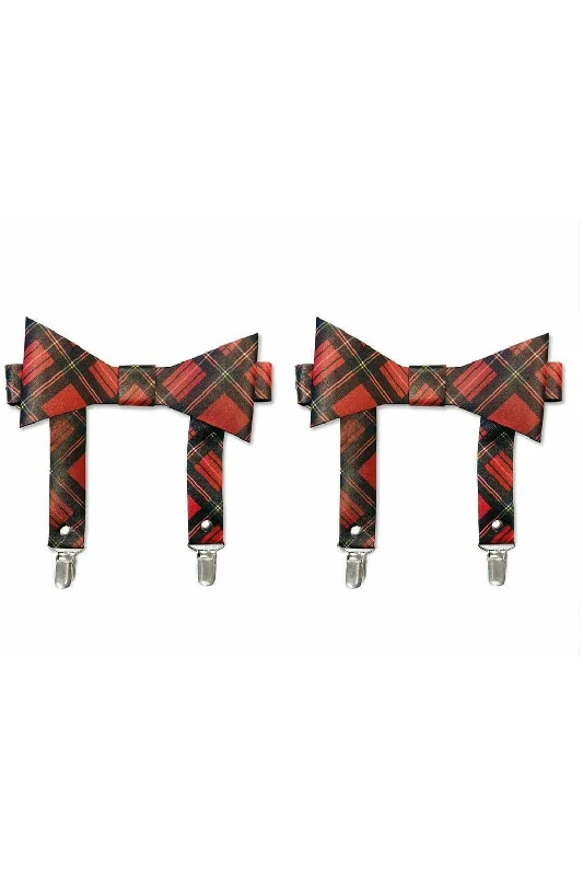 Sex toys for low-key use-Red Plaid Faux Leather Garters (set of 2)