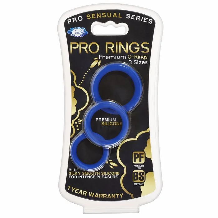 cock ring future trends-Pro Sensual Silicone Cock Ring 3 Pack - Blue