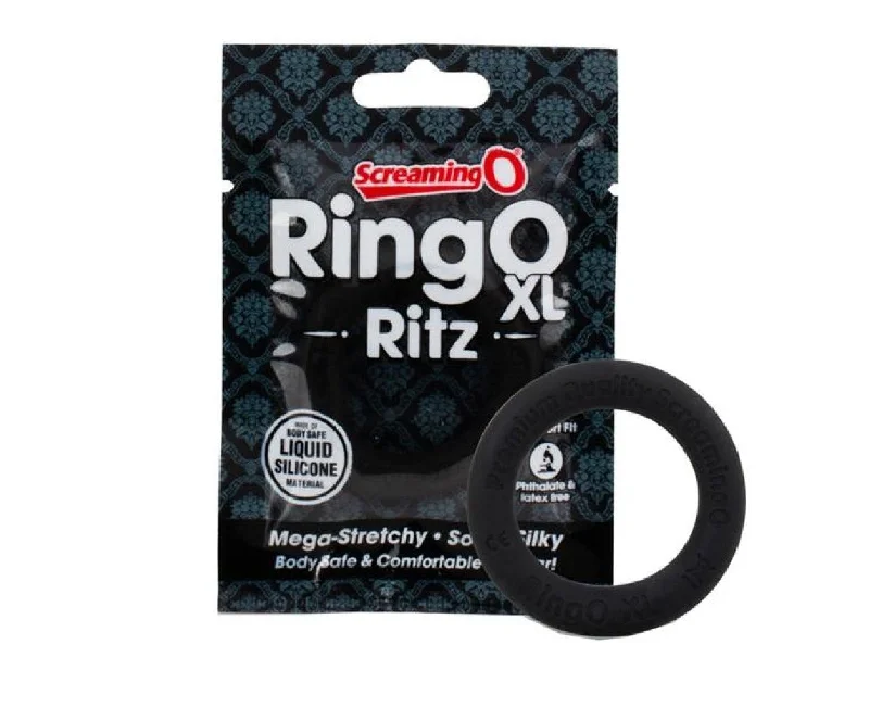 cock ring influencer pick-Screaming O RingO Ritz XL Mega Stretchy Silicone Cock Ring Black