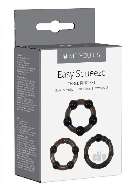 cock ring value pack-Myu Easy Squeeze Cock Ring Set Black Os