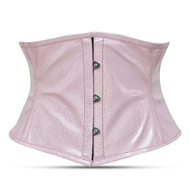 Corset with lace-up back-Short Torso Pink PVC corset top