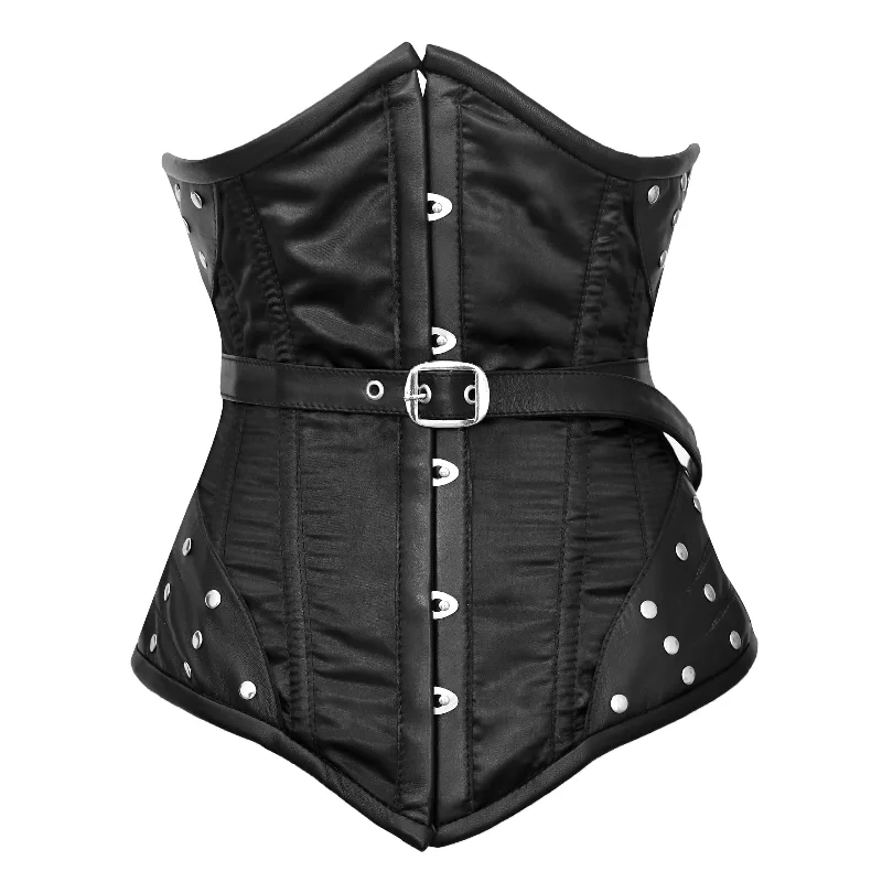 Corset in bold violet-Black underbust corset -  Steel Boned  Lacing Corset