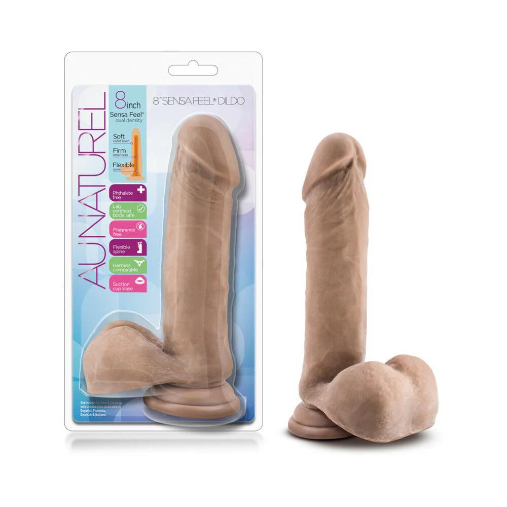 elite-level-dildo-Blush Au Naturel 8 in. Posable Dual Density Dildo with Balls & Suction Cup