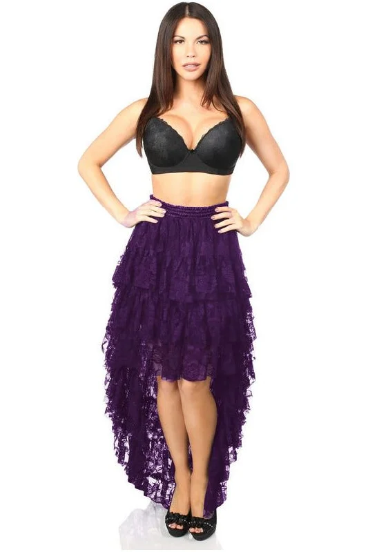 Wireless prostate vibes-Plum High Low Lace Skirt