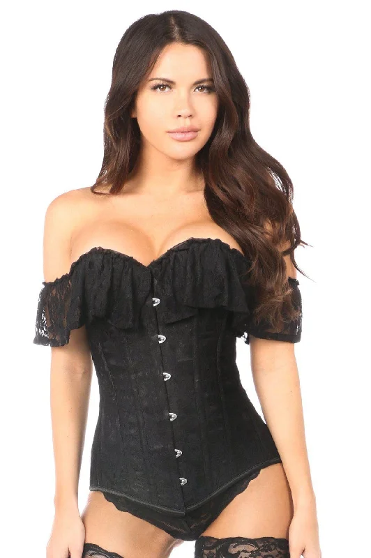 Premium pulse vibes-Lavish Black Lace Off-The-Shoulder Corset